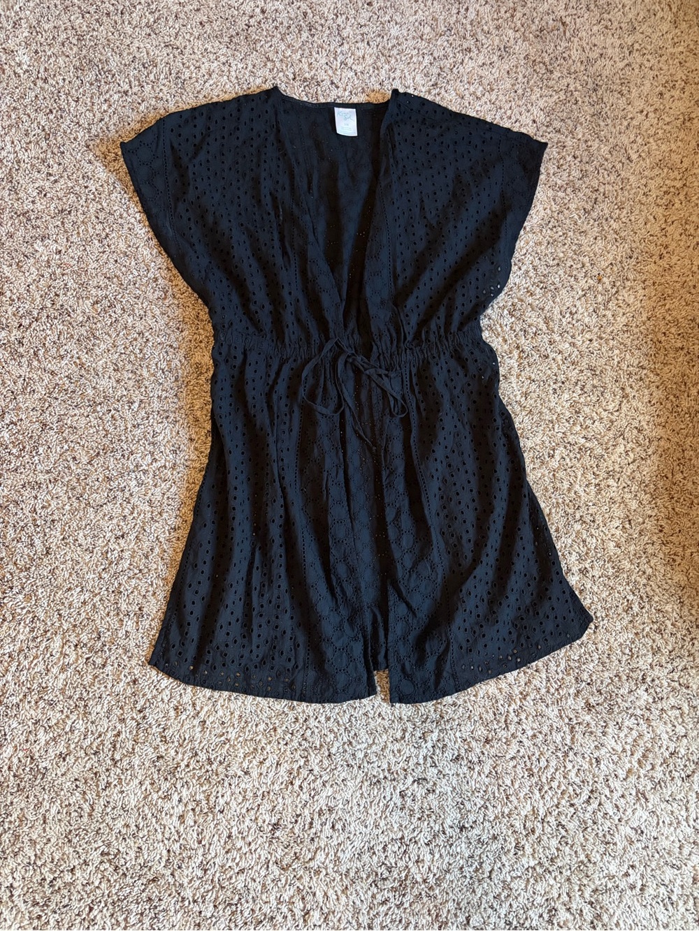 Kona Sol Black Swimsuit Cover Up with Tie Waist